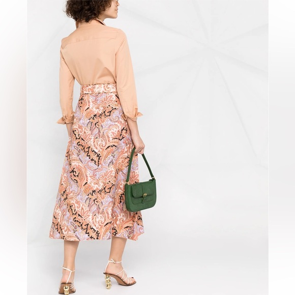 Zimmermann Wild Botanica Paisley-print Belted Linen Skirt - Picture 5 of 12